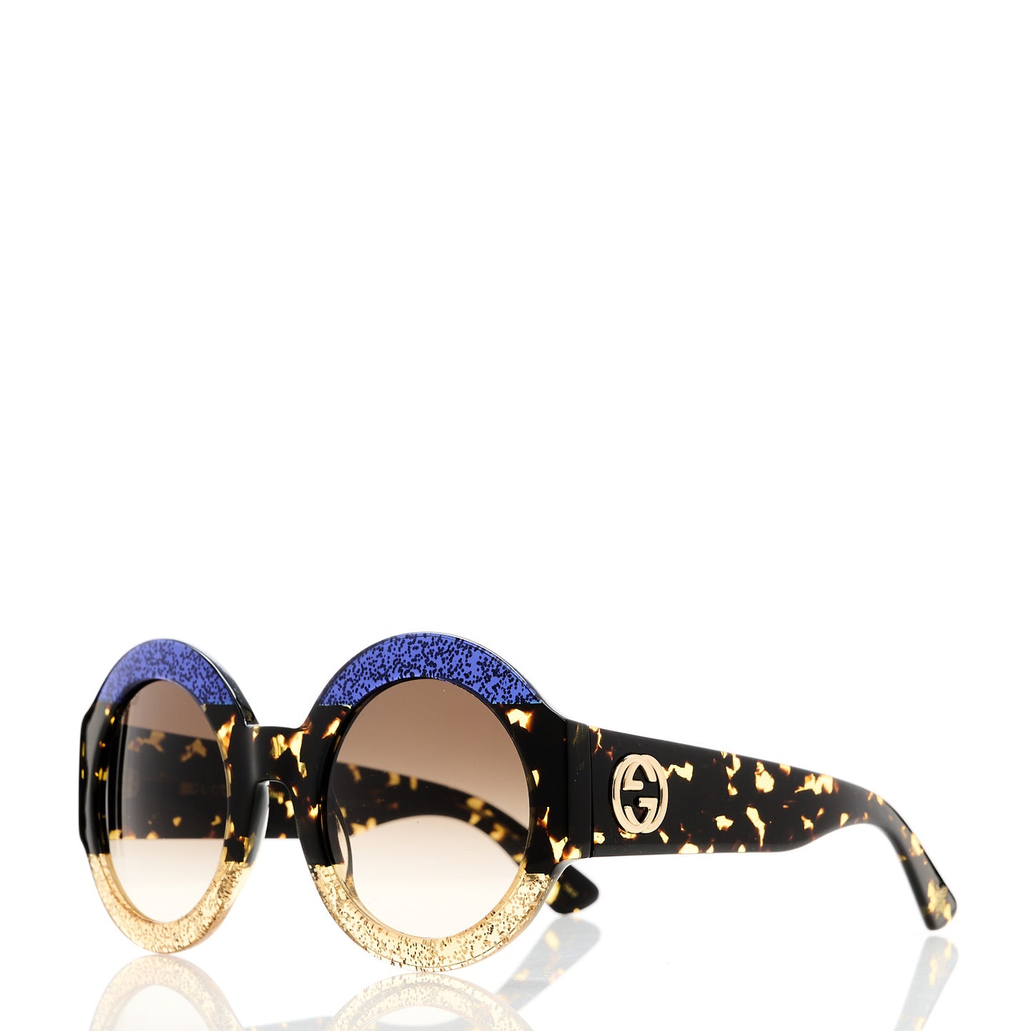 Acetate Round GG0084S Sunglasses Glitter Blue Multi