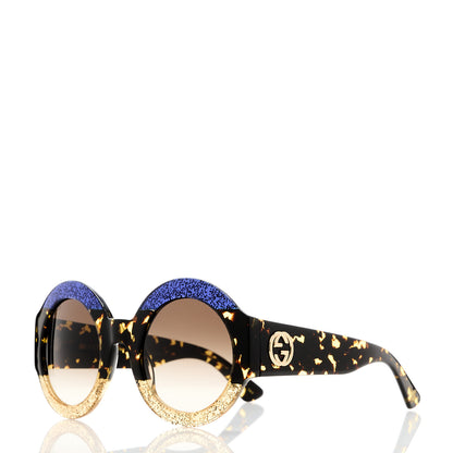 Gucci Acetate Round GG0084S Sunglasses Glitter Blue Multi 1 of 8
