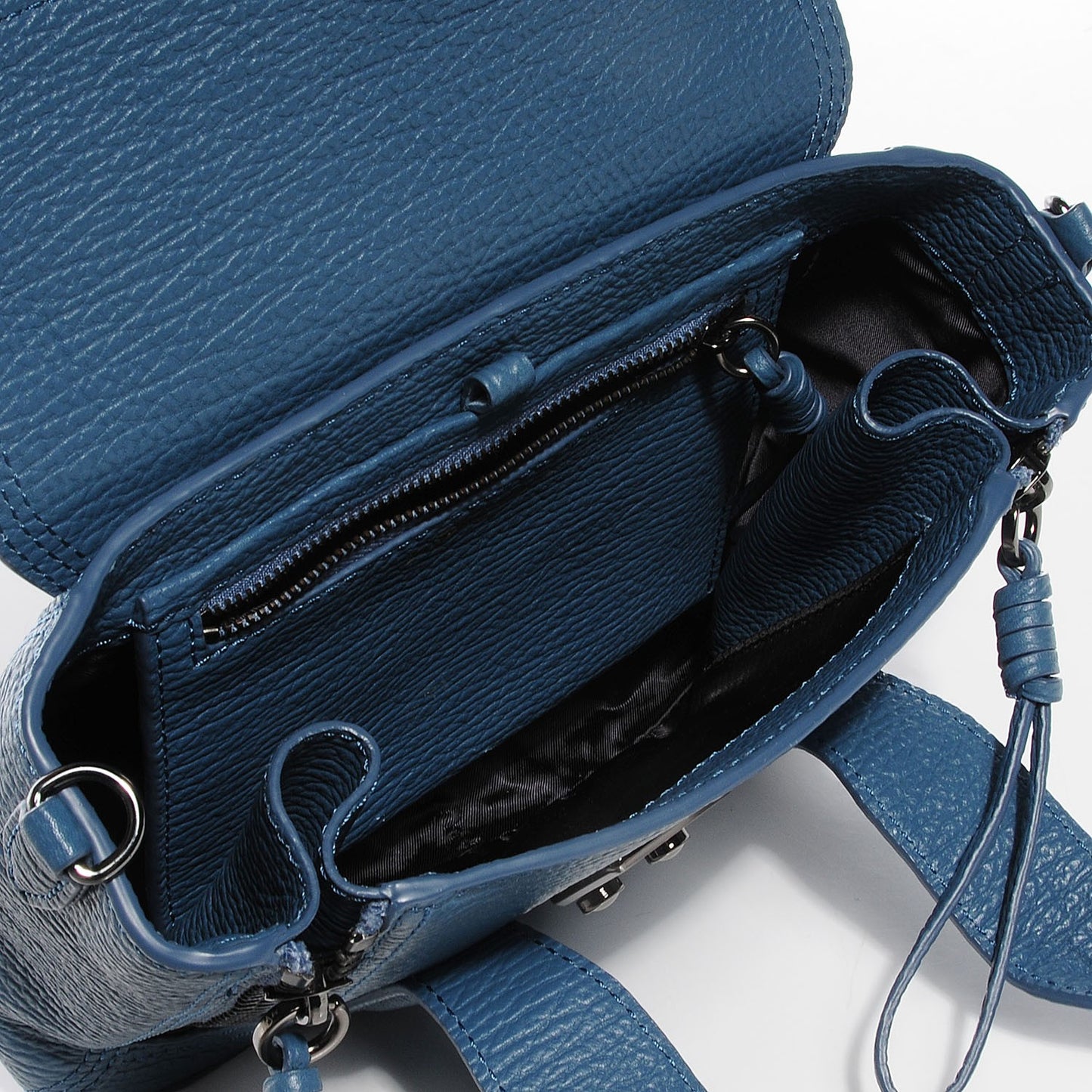 3.1 Textured Leather Mini Pashli Satchel Denim Blue