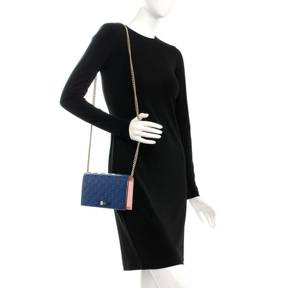 Gucci Guccissima Signature Bi-Color Bowy Chain Wallet Blue Dark Cipria 2 of 6