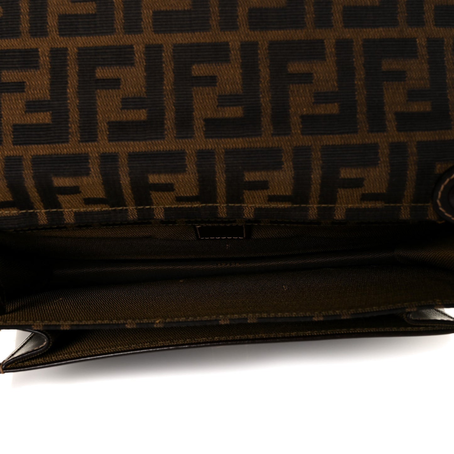 Zucca Calfskin Flap Clutch Tobacco Black