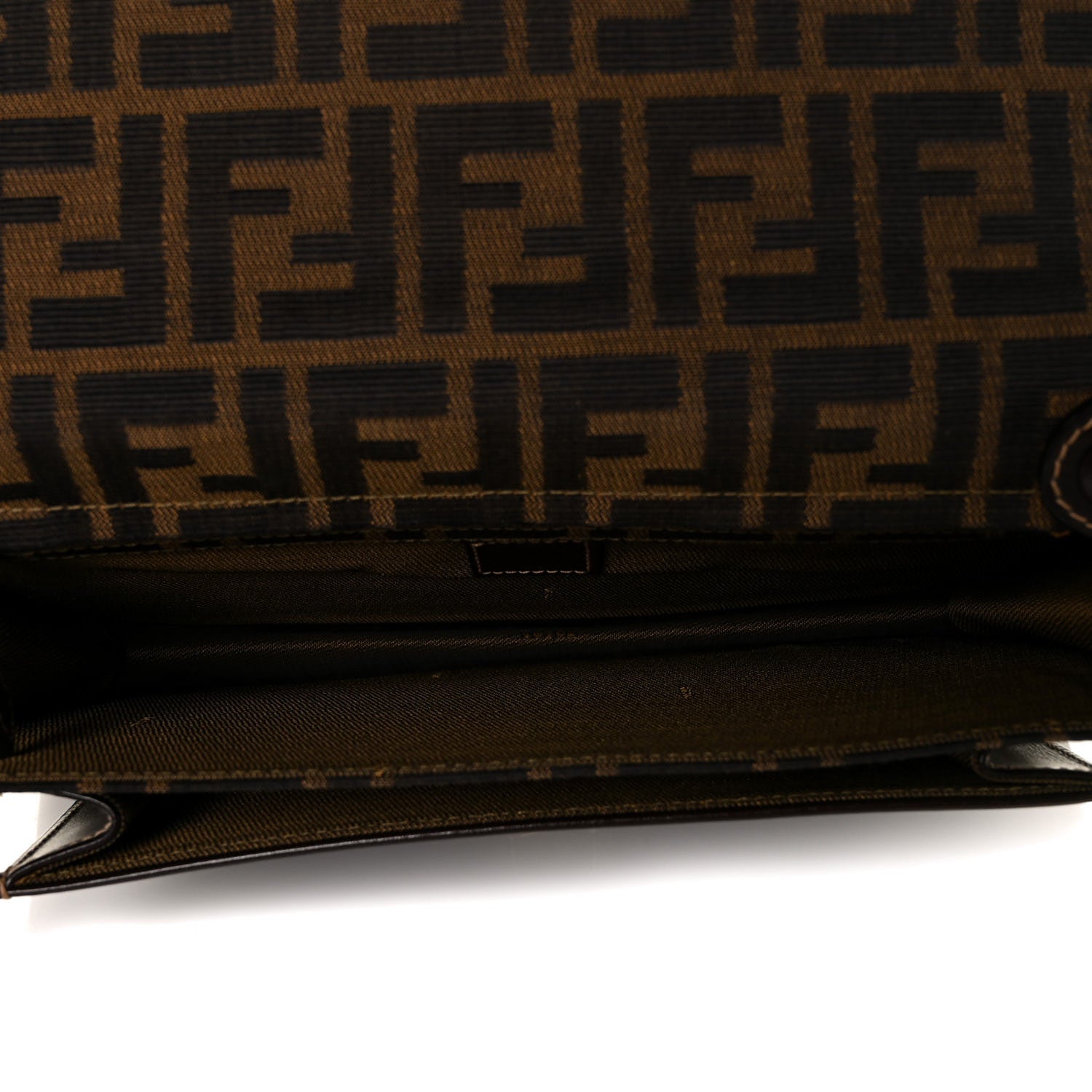 Fendi Zucca Calfskin Flap Clutch Tobacco Black 5 of 8