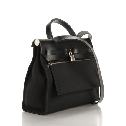 Hermes Military Toile Vache Hunter Herbag Zip PM 31 Black 3 of 6