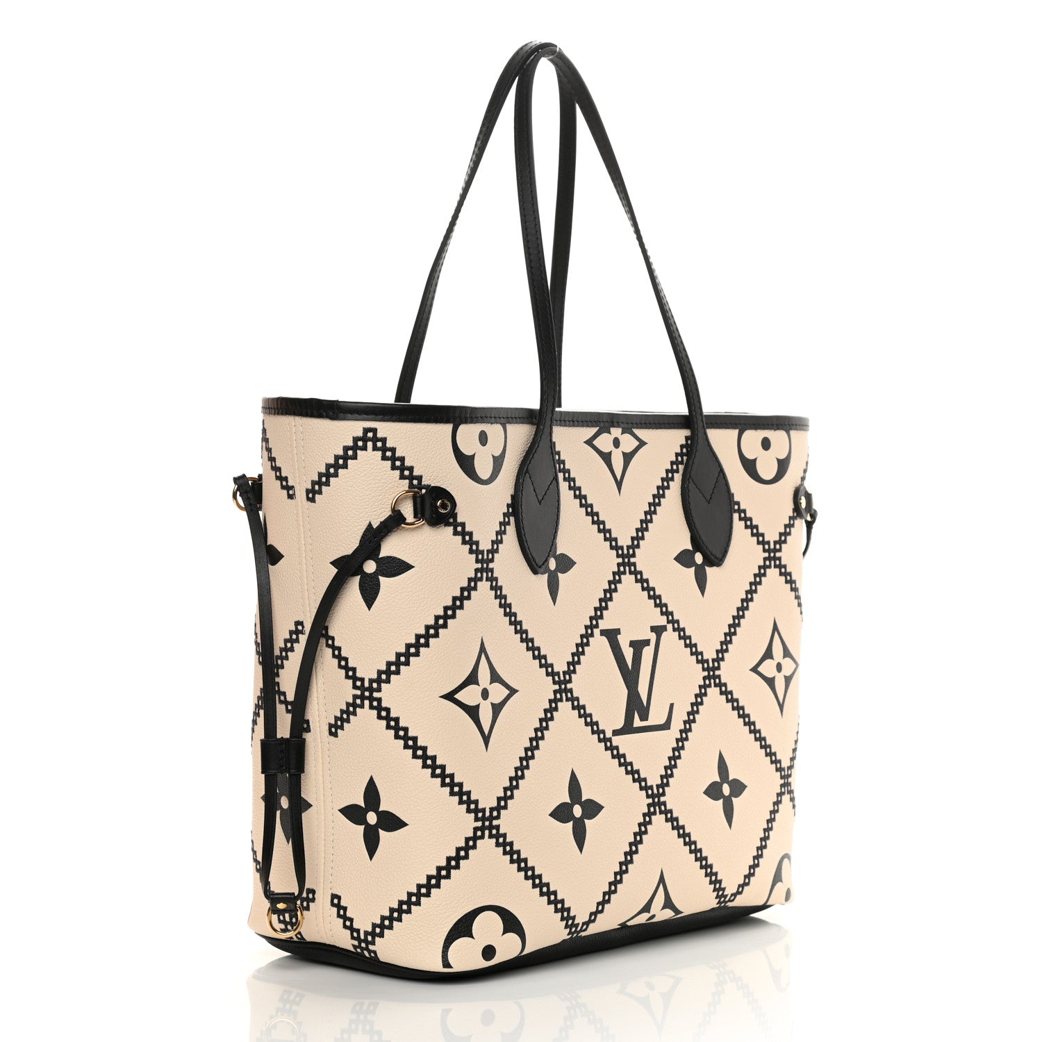 Louis Vuitton Empreinte Monogram Giant Broderies Neverfull MM Cream Black 4 of 12