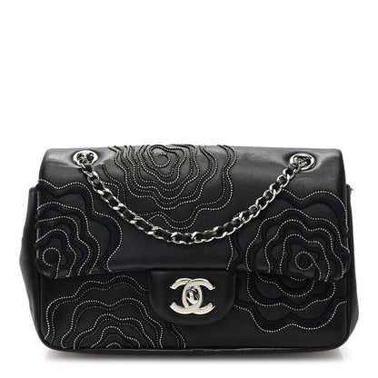 Chanel Lambskin Embroidered Camellia Follies Flap Black 1 of 10
