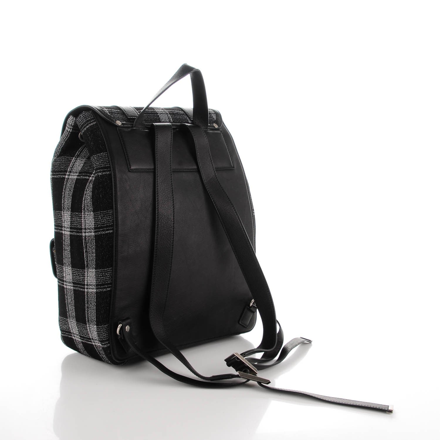 Proenza Schouler Woven Fabric Plaid Jacquard PS1 Backpack Black White 3 of 6