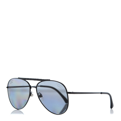 Chanel Aviator Metallic Pilot Sunglasses 4231 Black 1 of 8