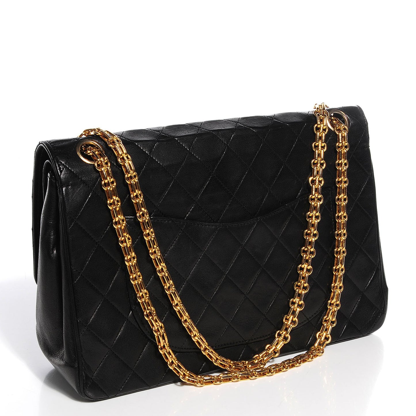 Lambskin Medium Mademoiselle Chain Double Flap Black