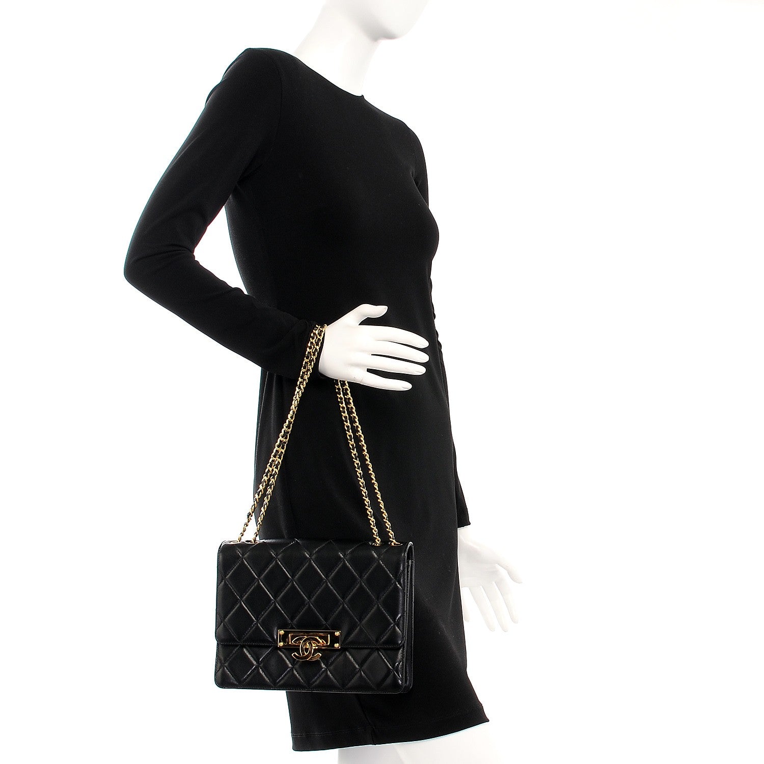 Chanel Lambskin Quilted Medium Golden Class Flap Black 2 of 8