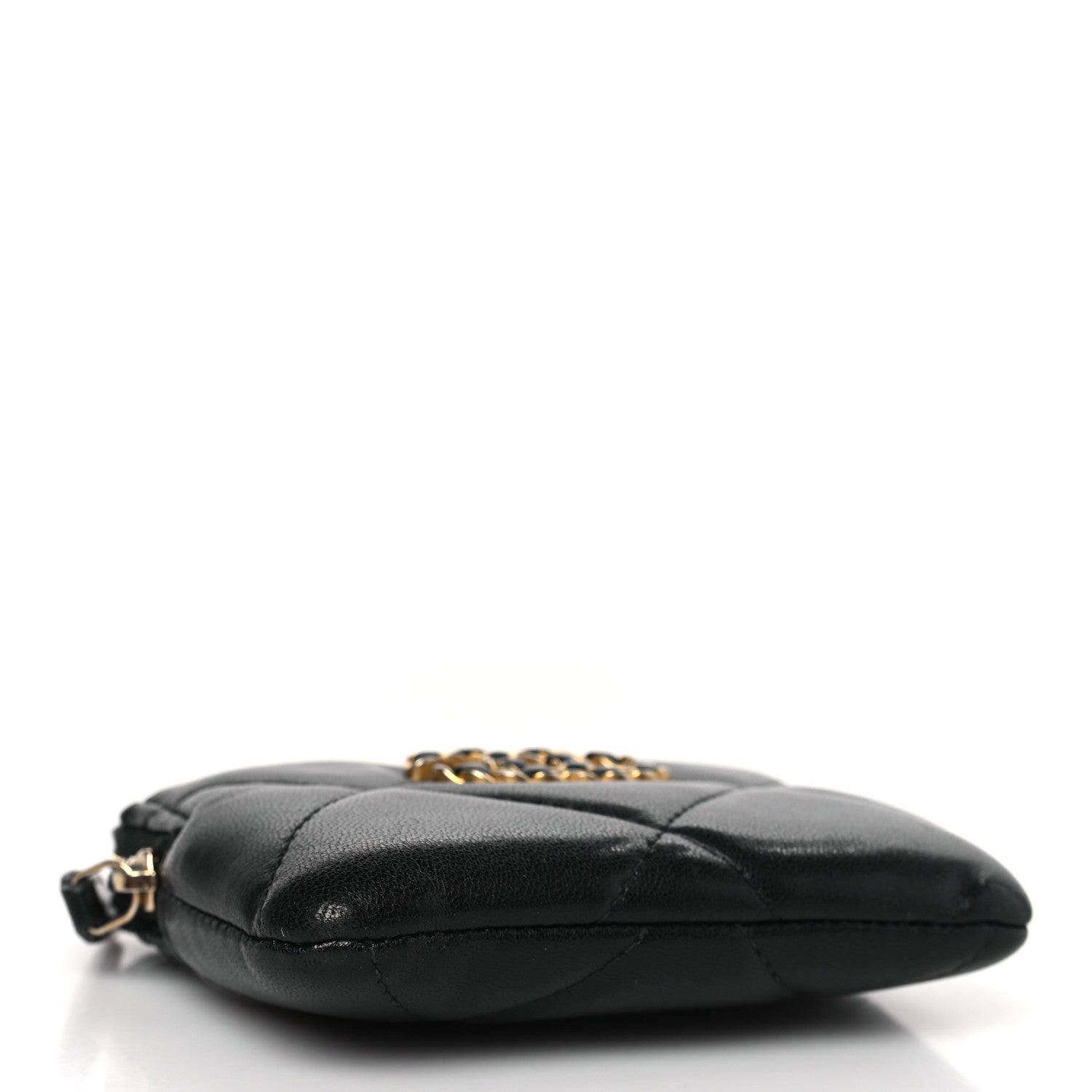 Chanel Lambskin Quilted Chanel 19 Zip Card Holder Wallet Black 4 of 9