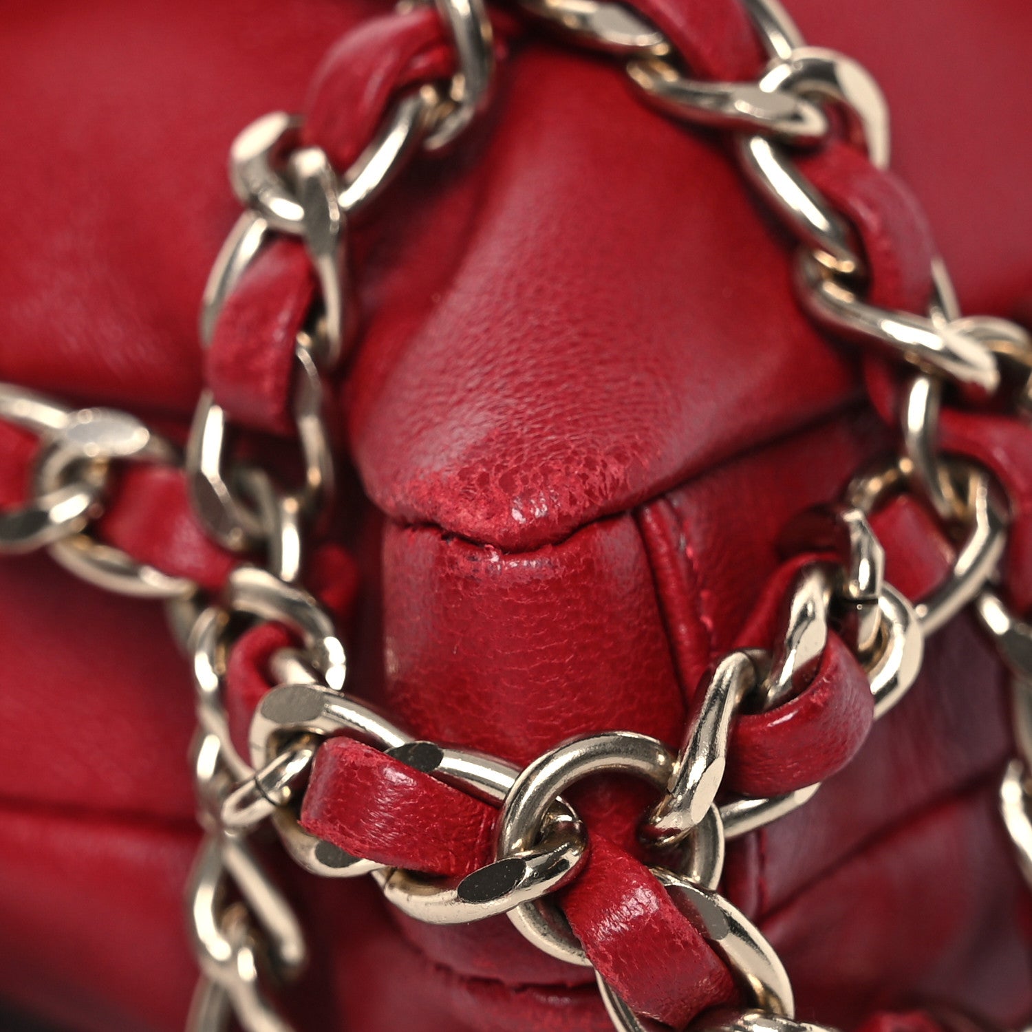Chanel Lambskin Large Shopping Chain Tote Red 14 of 14