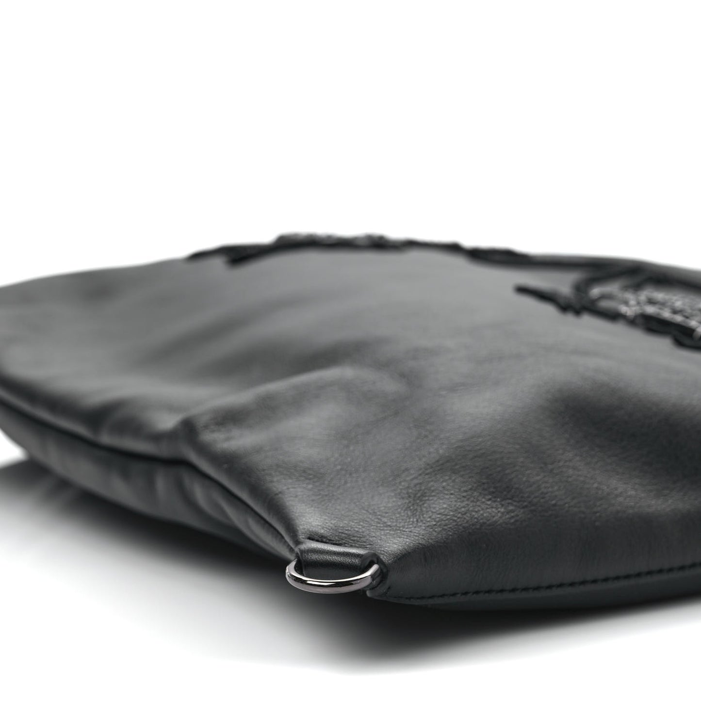 Calfskin Large Wingman Badges Shopping Tote Black