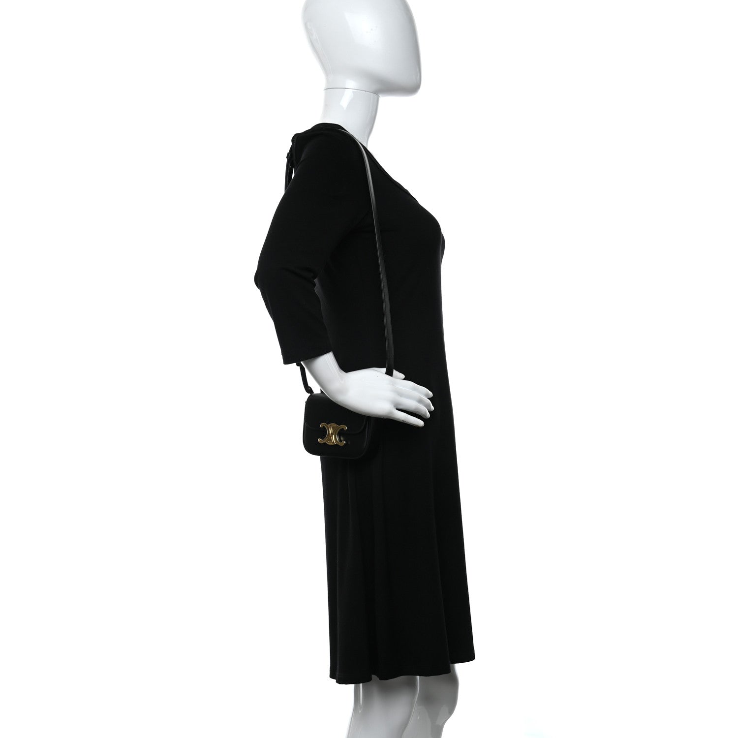 Celine Shiny Calfskin Mini Triomphe Black 2 of 7