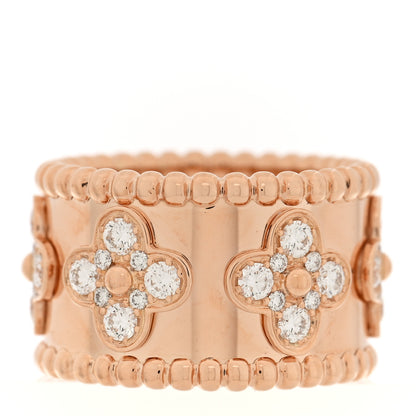 Van Cleef & Arpels 18K Rose Gold Diamond Small Perlee Clovers Ring 51 5.75 3 of 4
