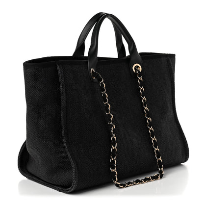 Chanel Woven Straw Raffia Large Deauville Tote Black 3 of 10