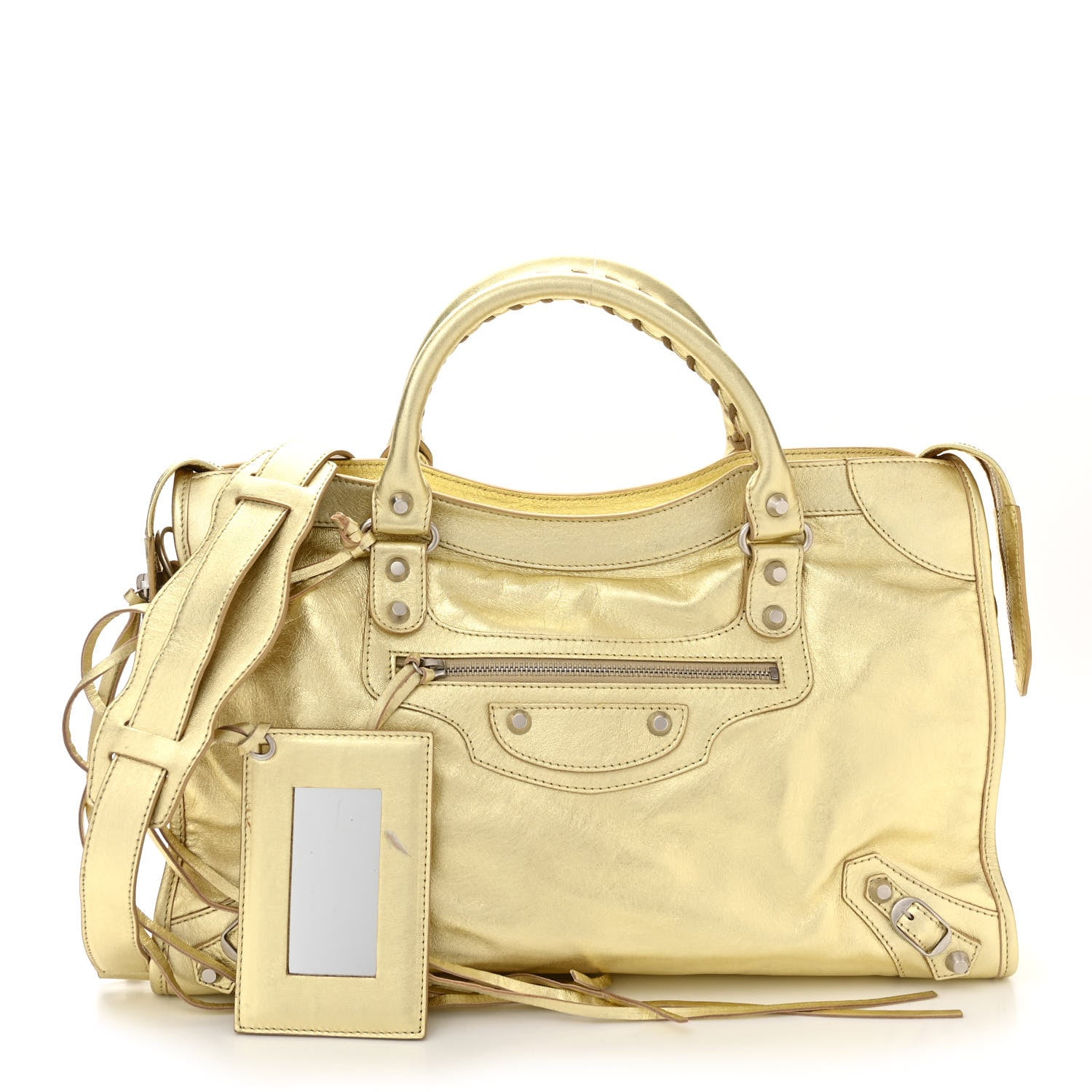 Balenciaga Laminated Agneau Classic Silver Hardware City Gold 1 of 11
