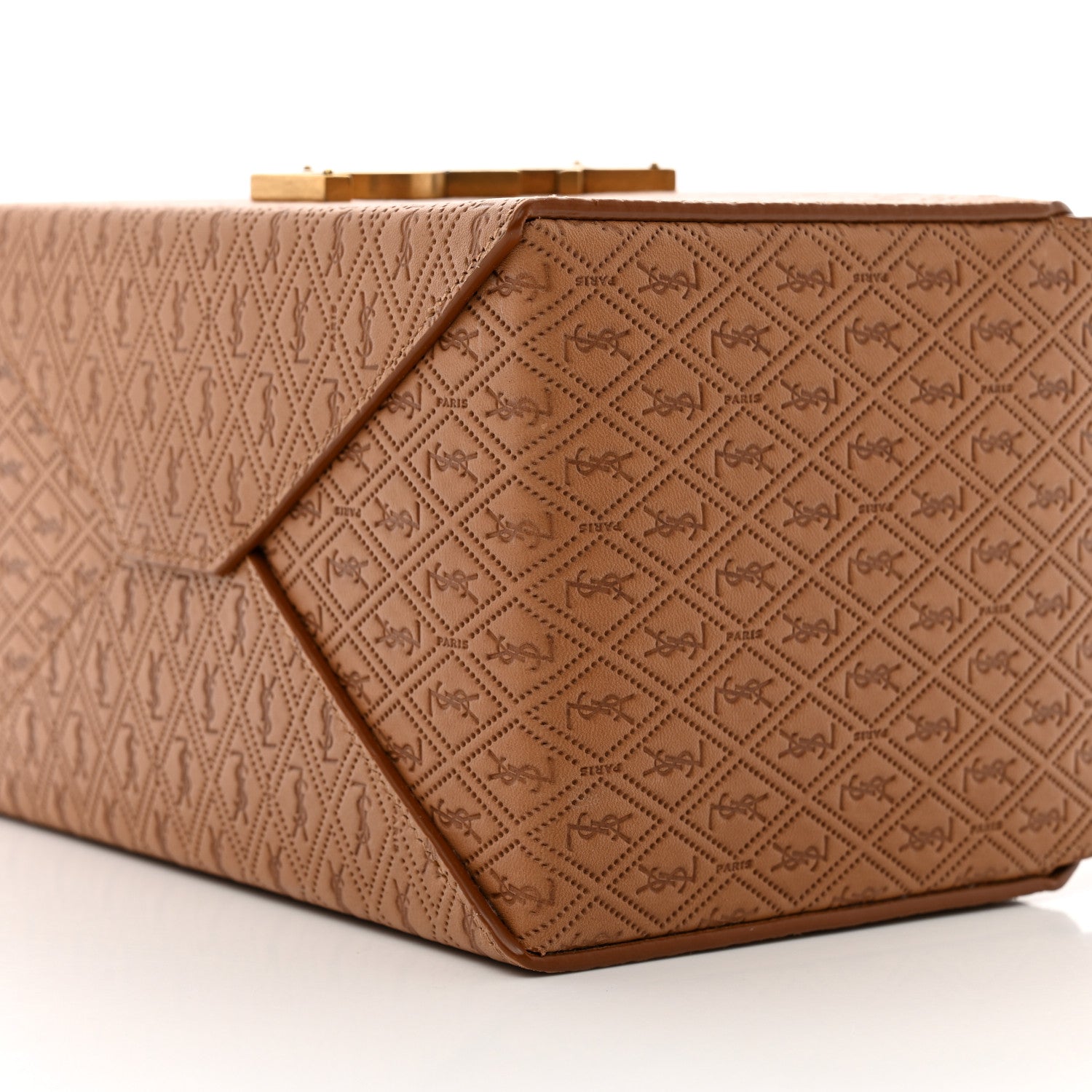 Saint Laurent Calfskin Monogram Take Away Box Dusty Vintage Brown Gold 9 of 9