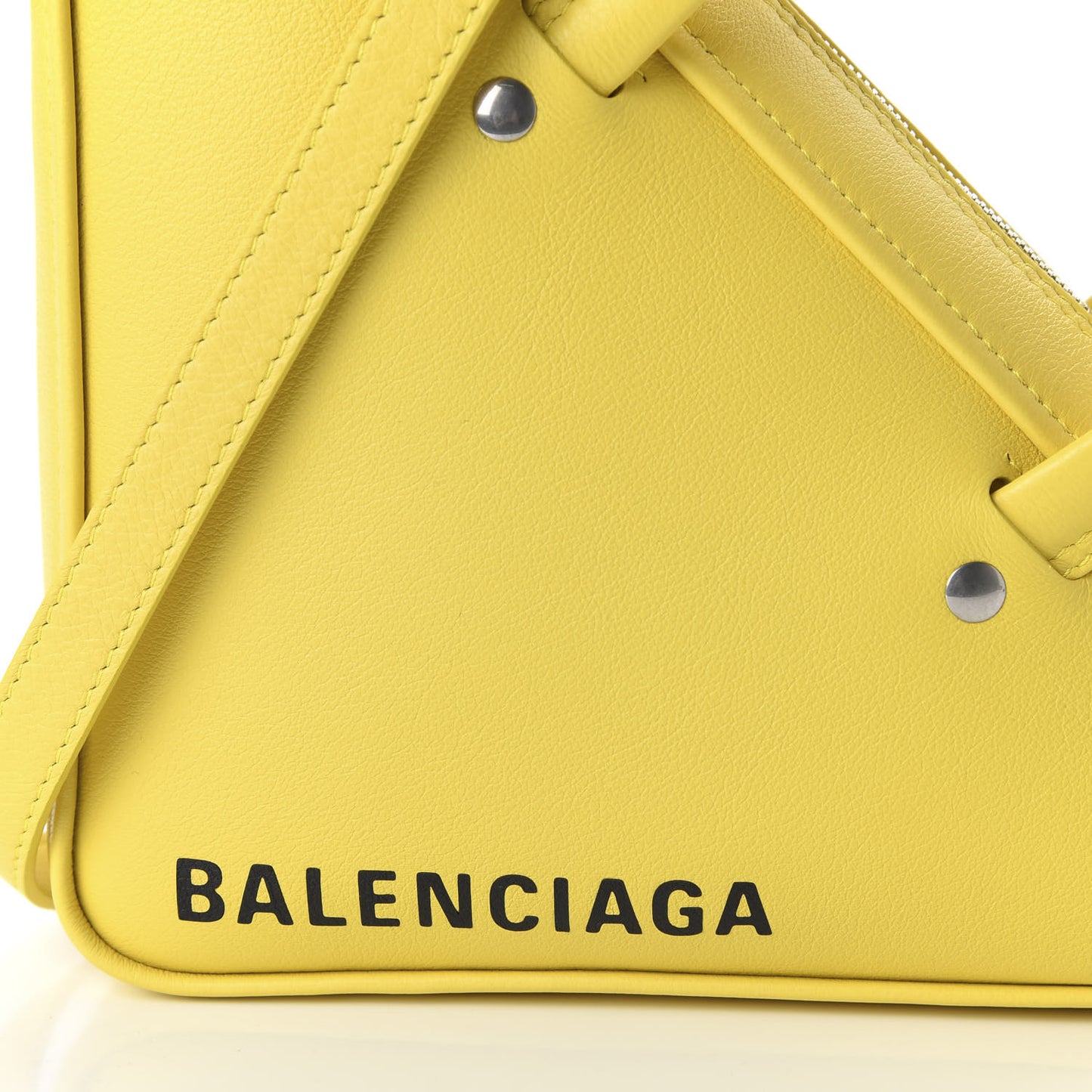 Shiny Day Calfskin Logo XS Triangle Duffle Jaune Black