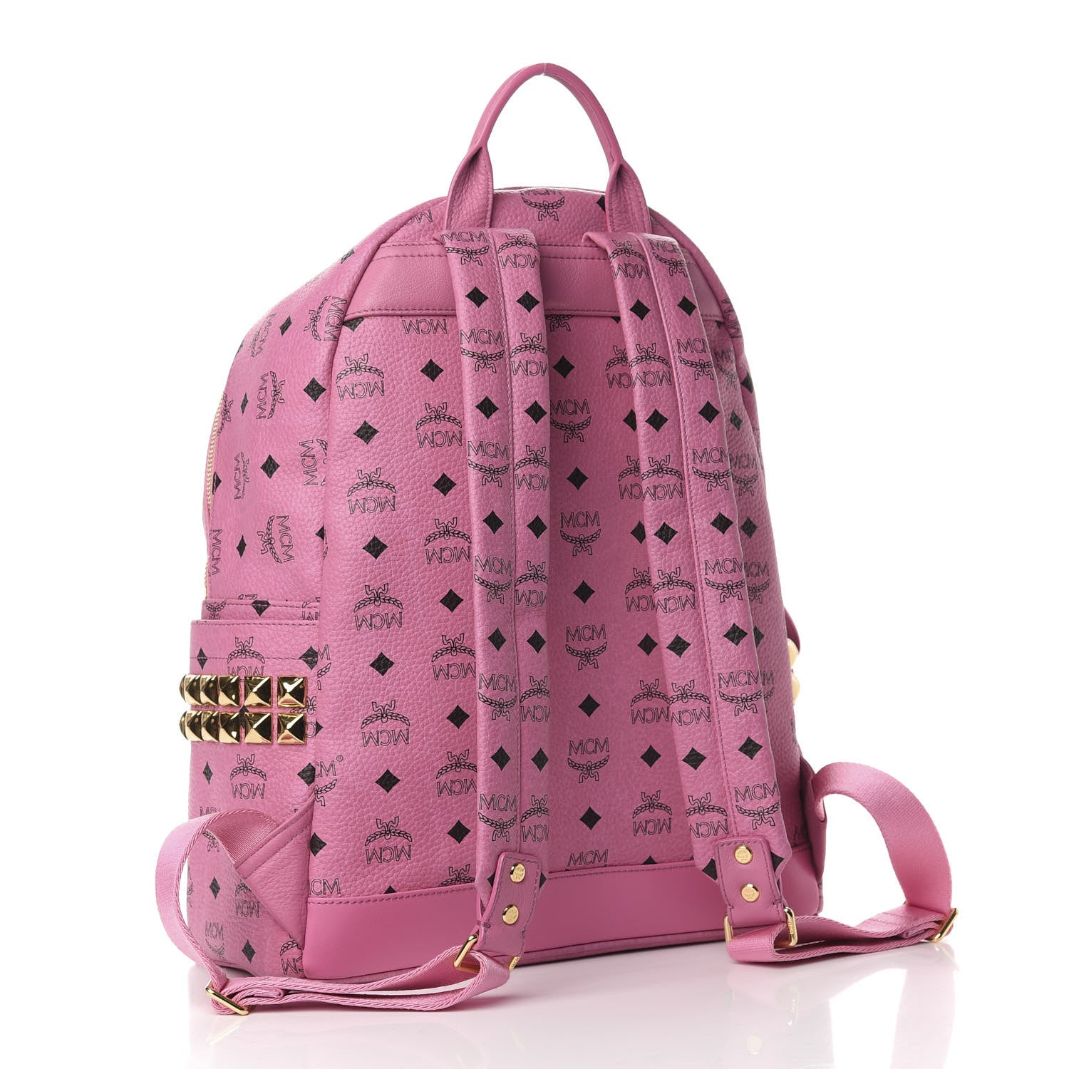 MCM Visetos Medium Side Studs Stark Backpack Pink 2 of 9