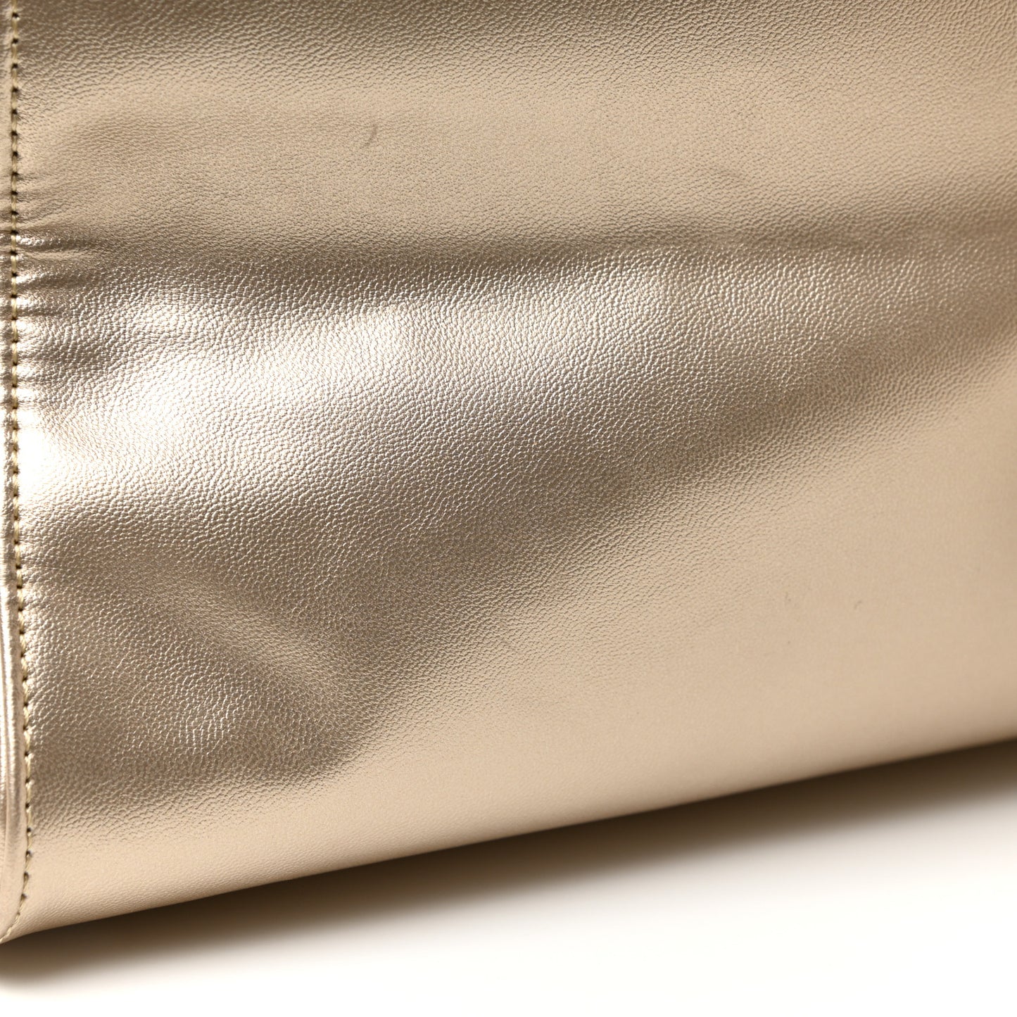 Metallic Vegan Leather Large Shopping Bag Gold