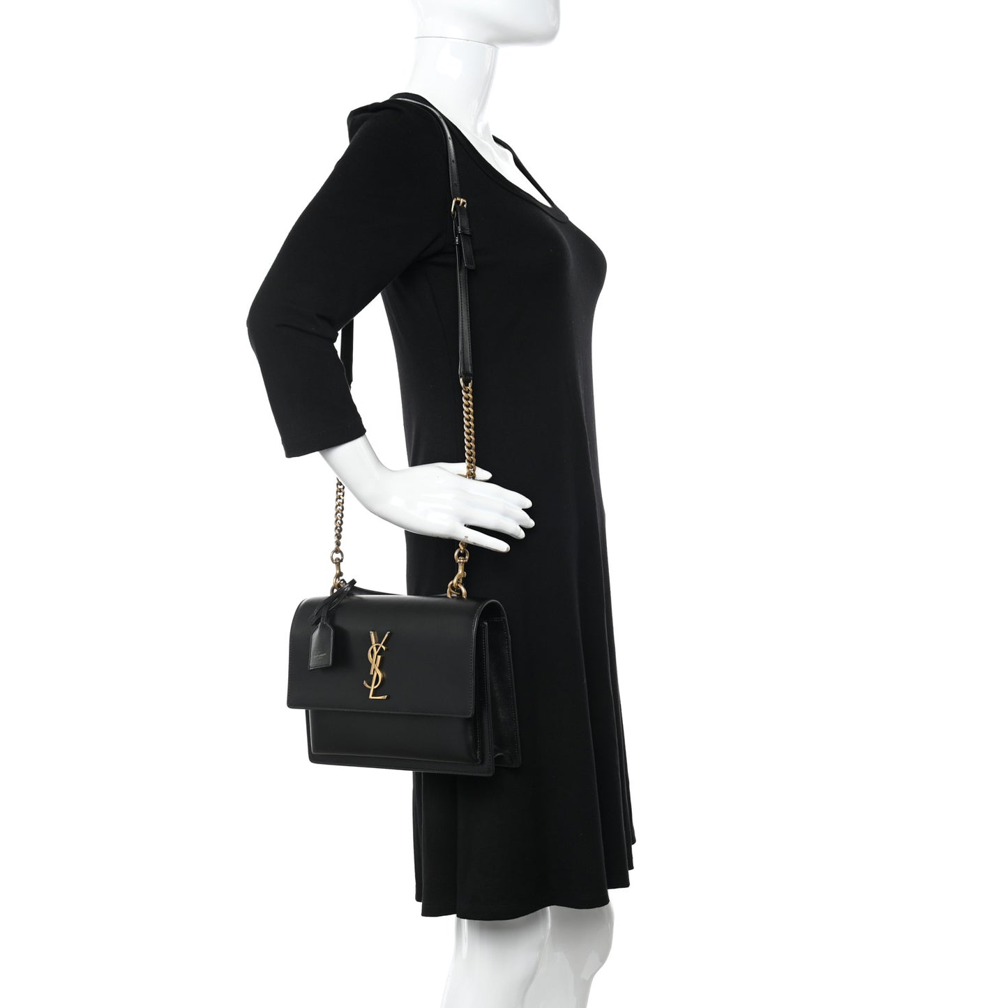 Smooth Calfskin Medium Monogram Sunset Satchel Black