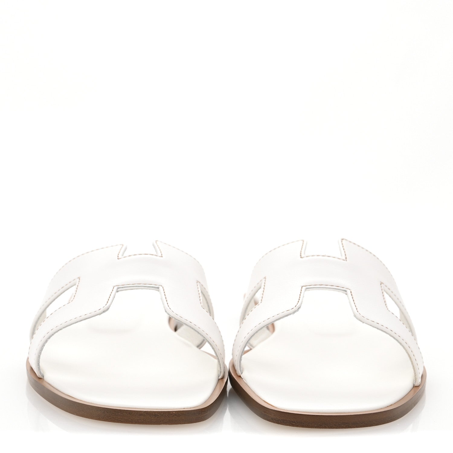Hermes Box Calfskin Oran Sandals 37 White 3 of 10