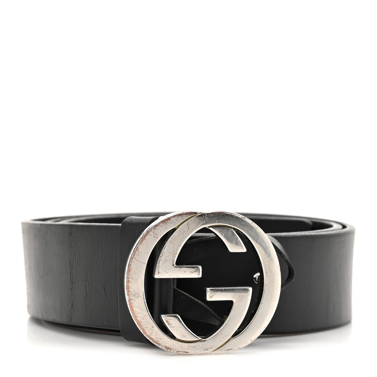Gucci Selleria Calfskin Nickel Interlocking G 37mm Belt 85 34 Black 1 of 6