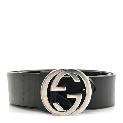 Gucci Selleria Calfskin Nickel Interlocking G 37mm Belt 85 34 Black 1 of 6