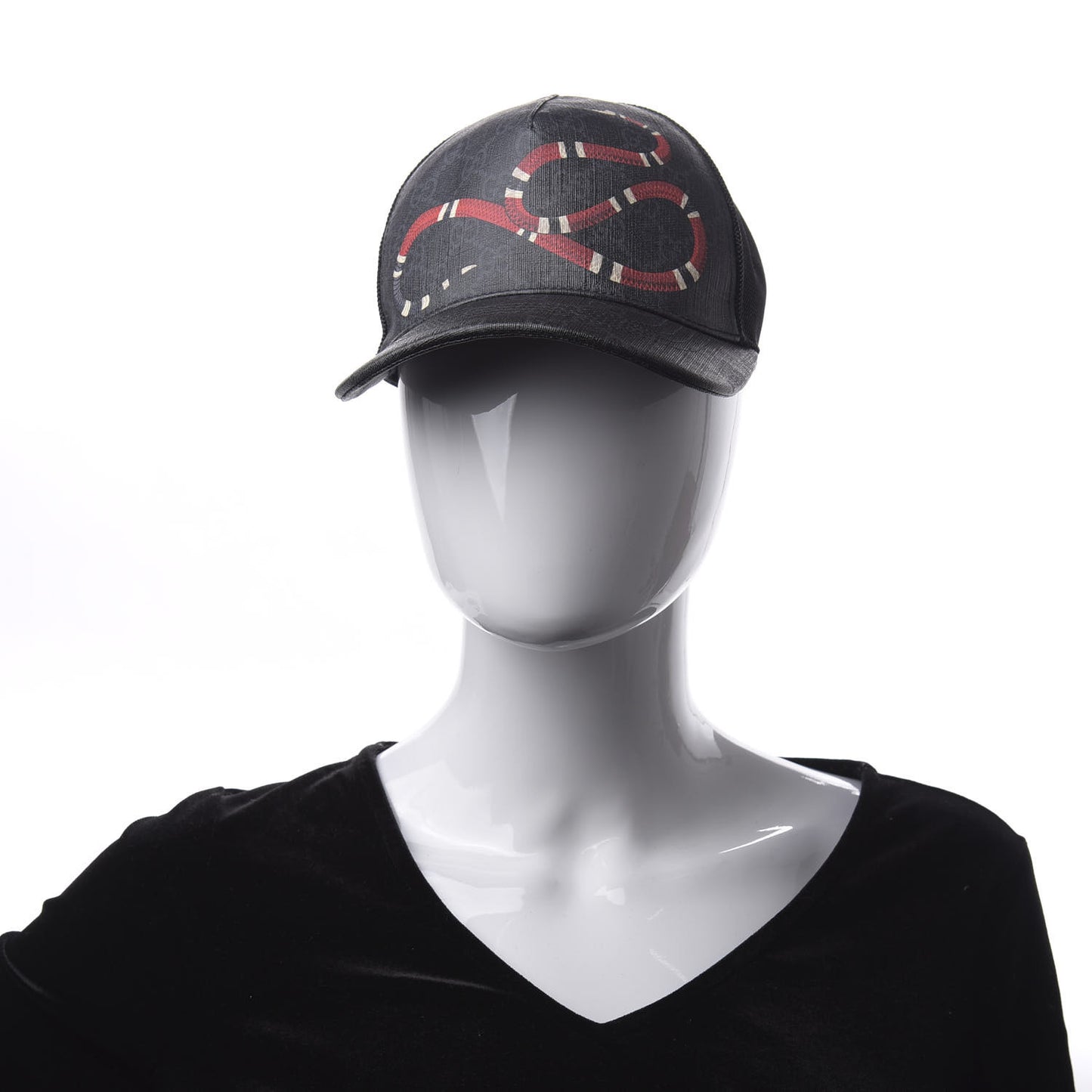GG Supreme Monogram Kingsnake Print Baseball Hat S 57 Black