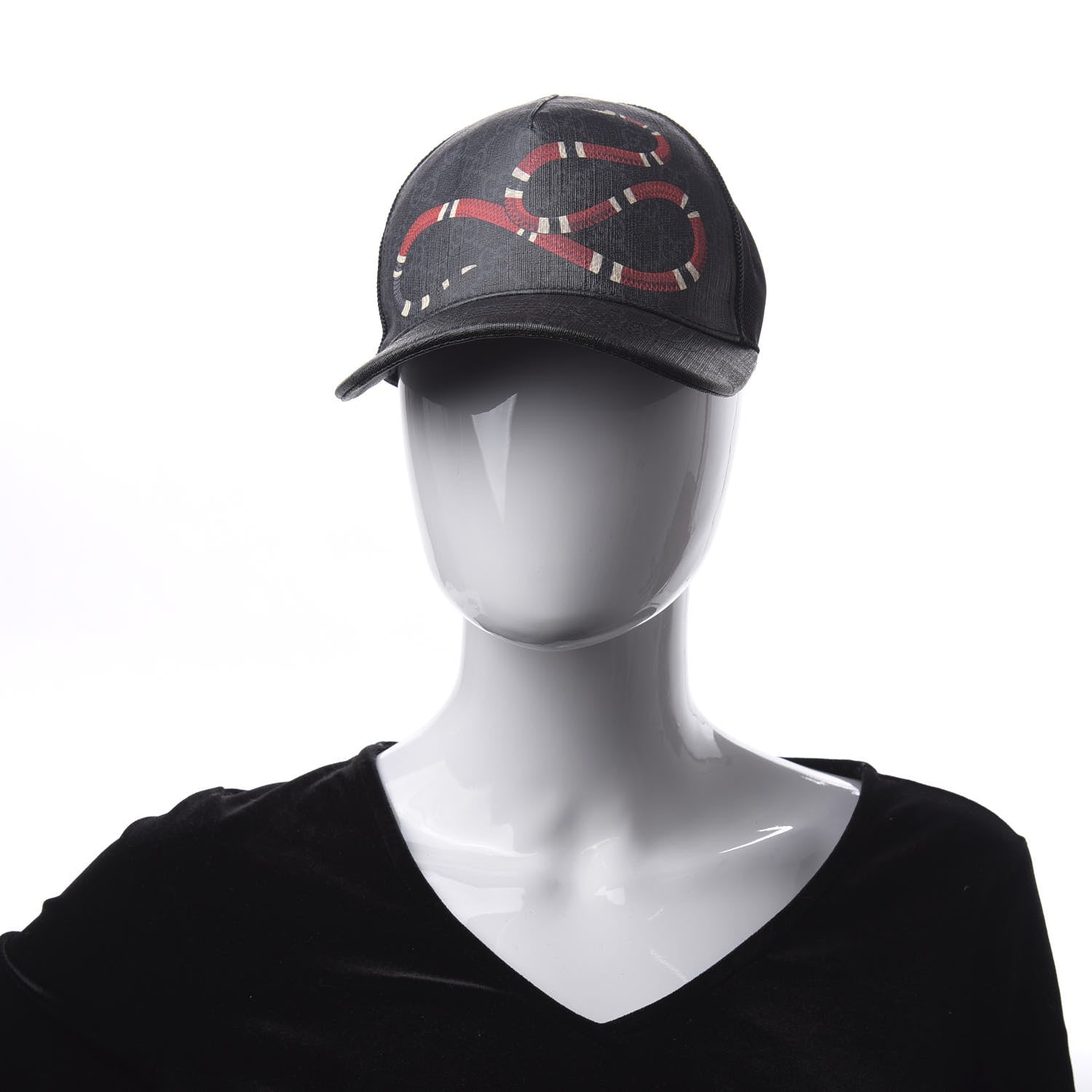 Gucci GG Supreme Monogram Kingsnake Print Baseball Hat S 57 Black 2 of 7