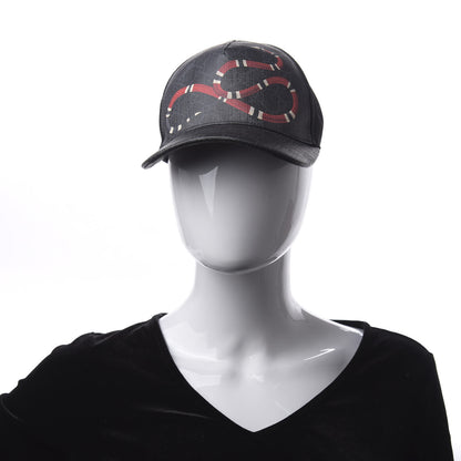 Gucci GG Supreme Monogram Kingsnake Print Baseball Hat S 57 Black 2 of 7