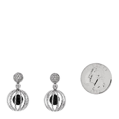 John Hardy Sterling Silver Diamond Black Onyx Classic Chain Cage Drop Earrings 2 of 5