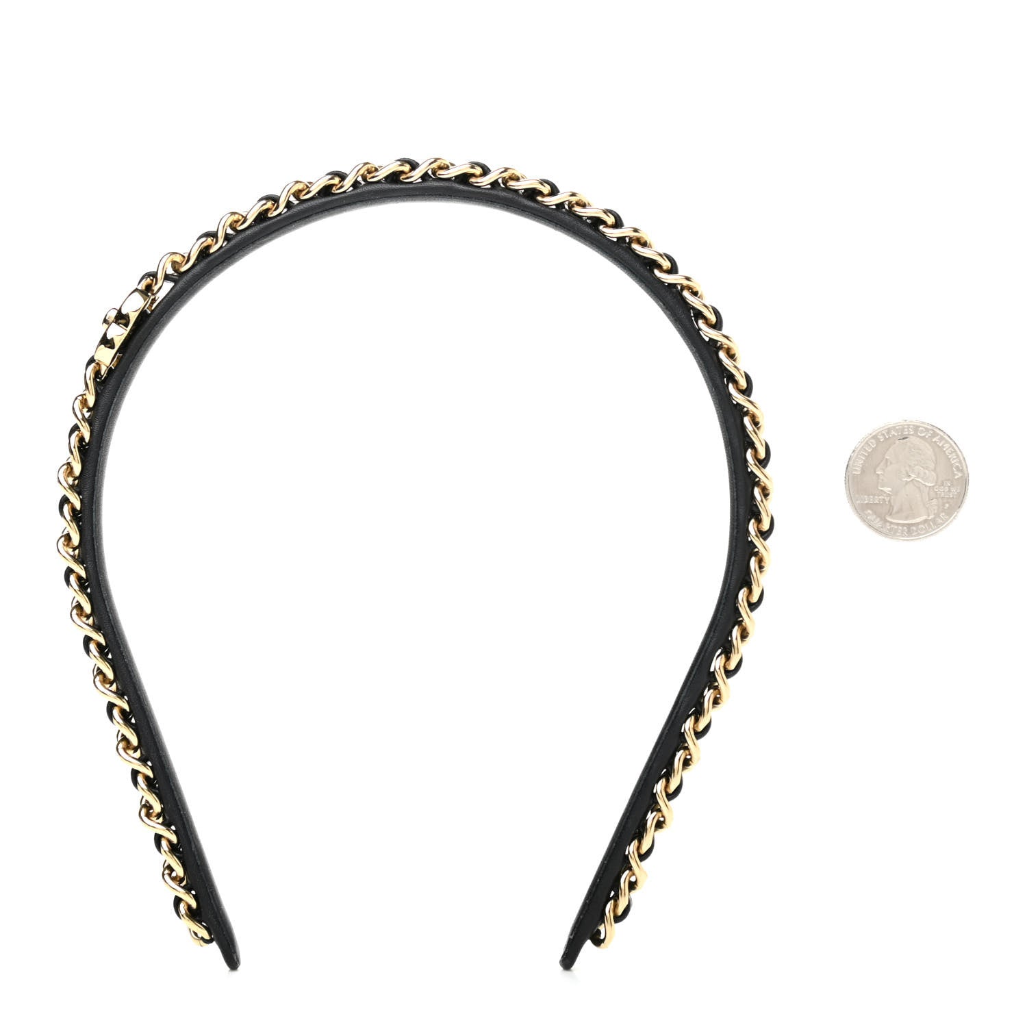 Chanel Metal Lambskin CC Turnlock Chain Headband Gold Black 2 of 5