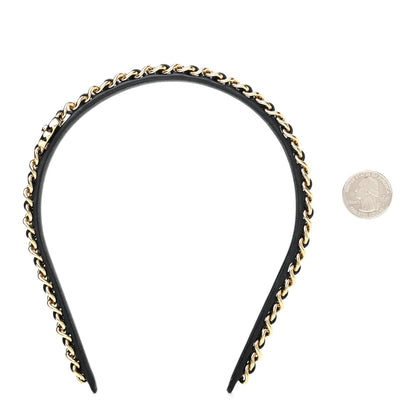 Chanel Metal Lambskin CC Turnlock Chain Headband Gold Black 2 of 5