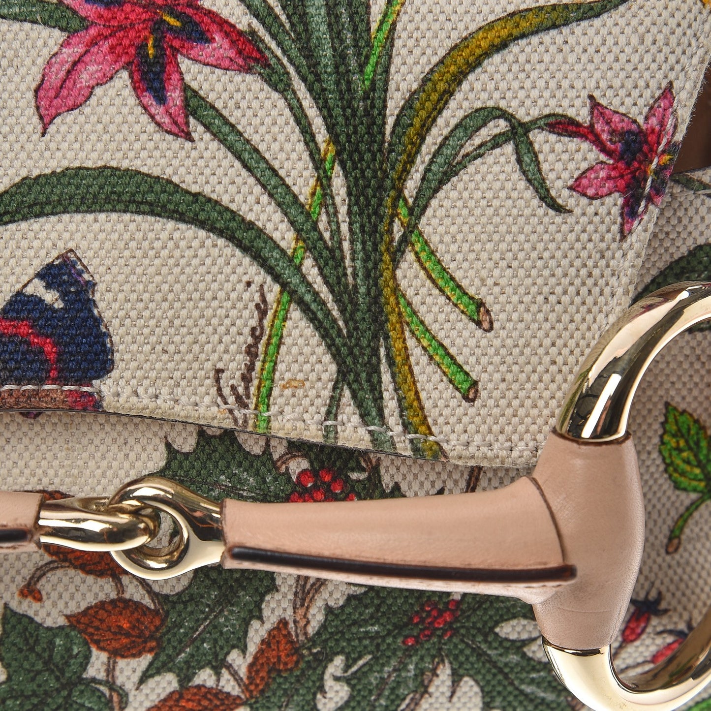Canvas Flora Floral Horsebit Clutch