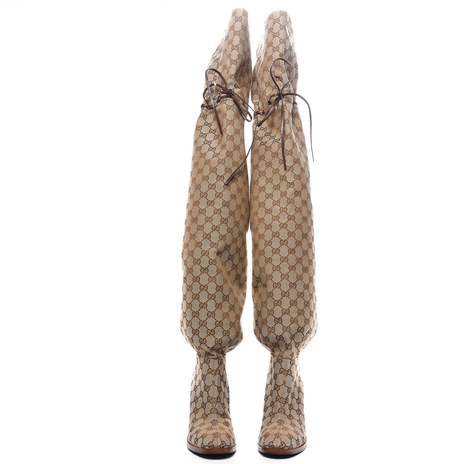Gucci Monogram Over The Knee Boots 39 Brown 2 of 6