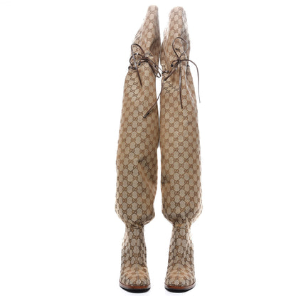Gucci Monogram Over The Knee Boots 39 Brown 2 of 6