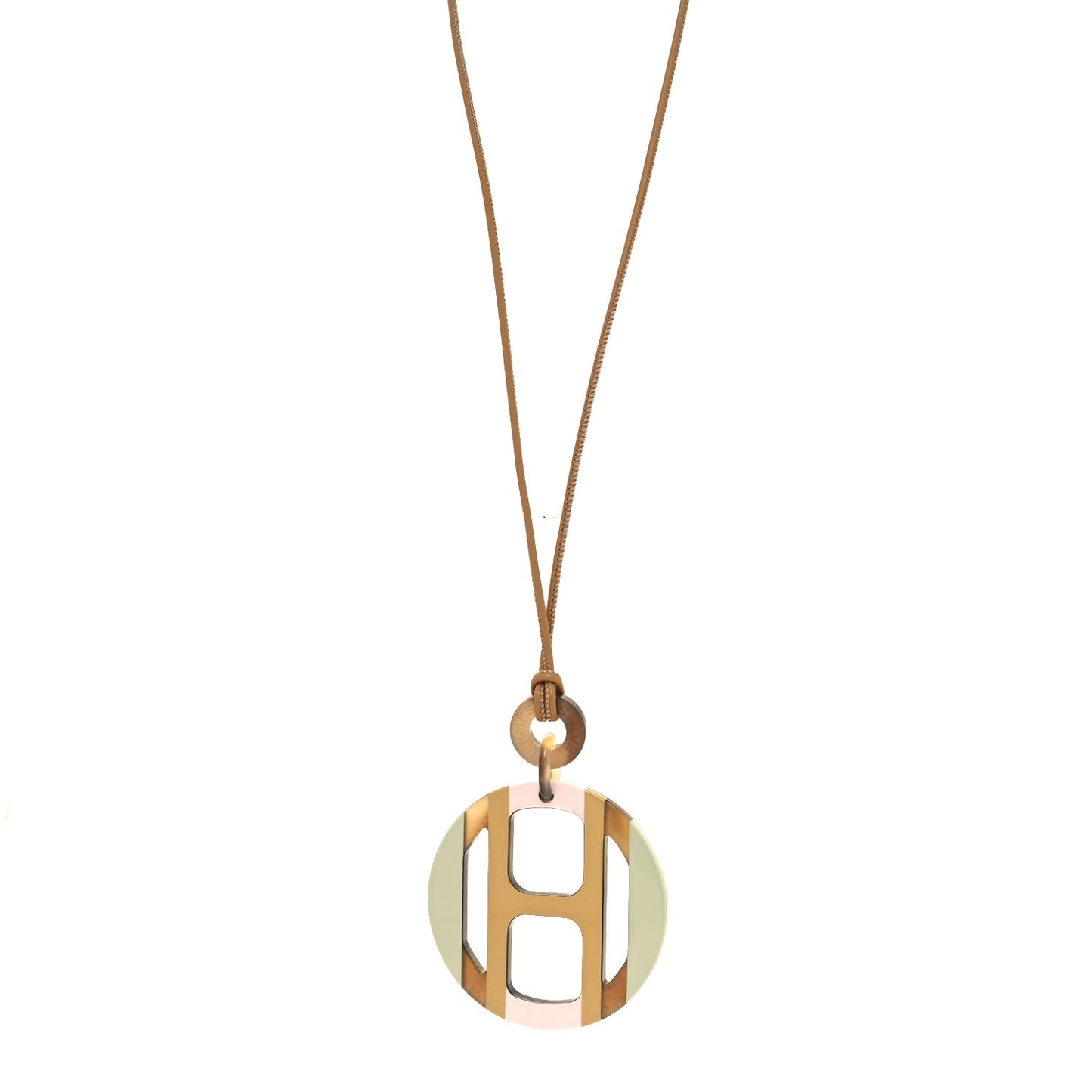 Buffalo Horn Lacquer H Equipe Pendant Necklace Songe