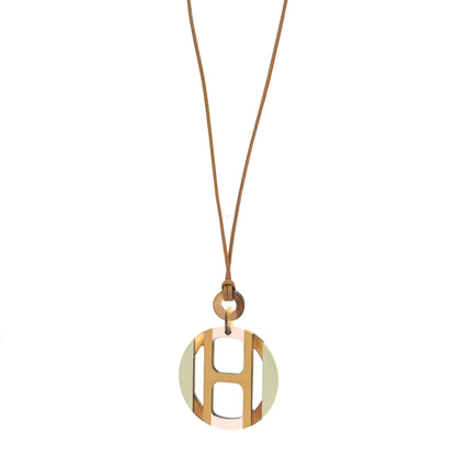 Hermes Buffalo Horn Lacquer H Equipe Pendant Necklace Songe 1 of 5