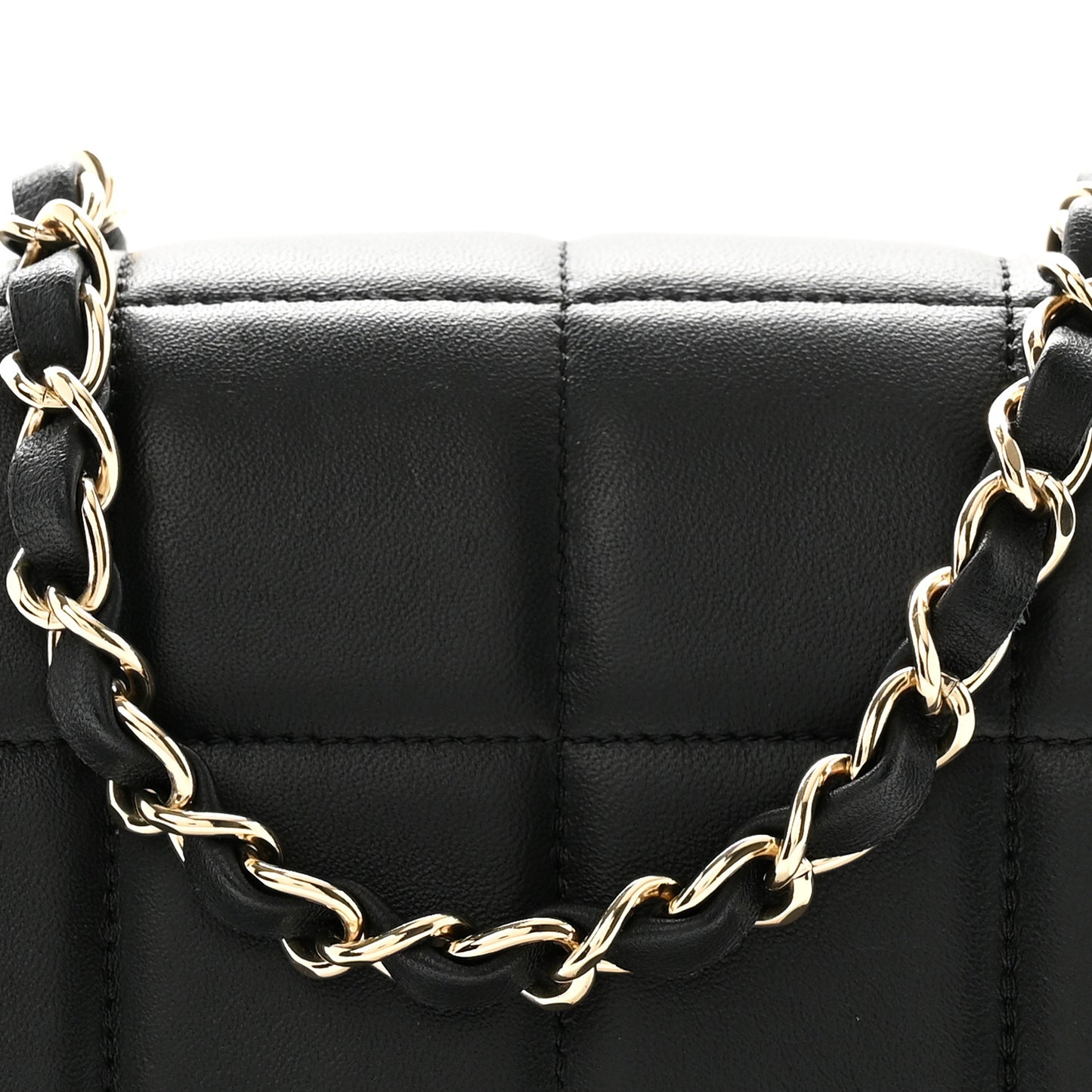 Lambskin Resin Crystal Square Quilted Mini Monacoco Flap Black