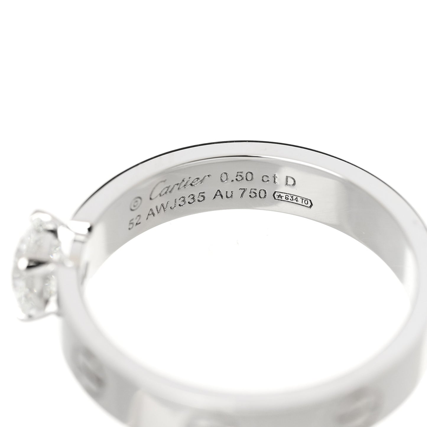 18K White Gold Diamond .50ct LOVE Solitaire Engagement Ring 52 6