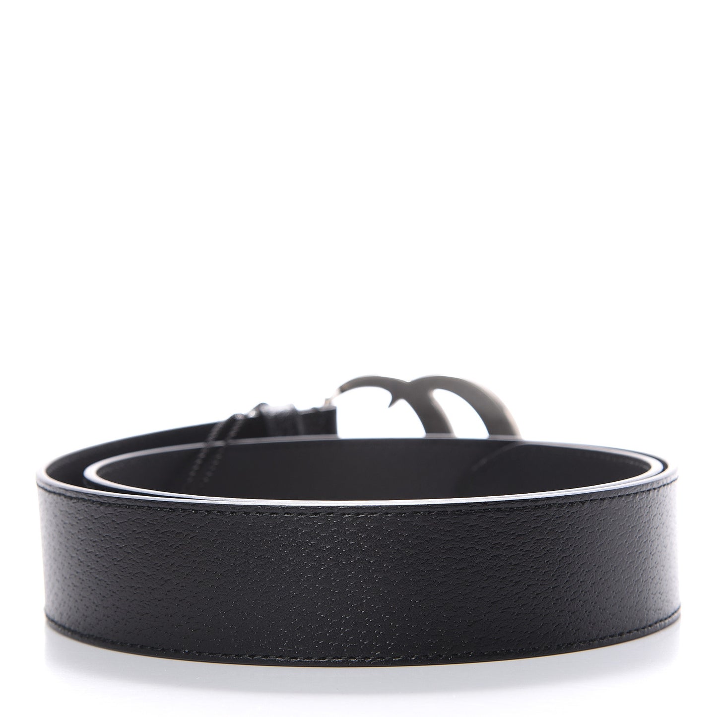 Textured Dollar Calfskin Nickel Double G 40mm Belt 85 34 Black