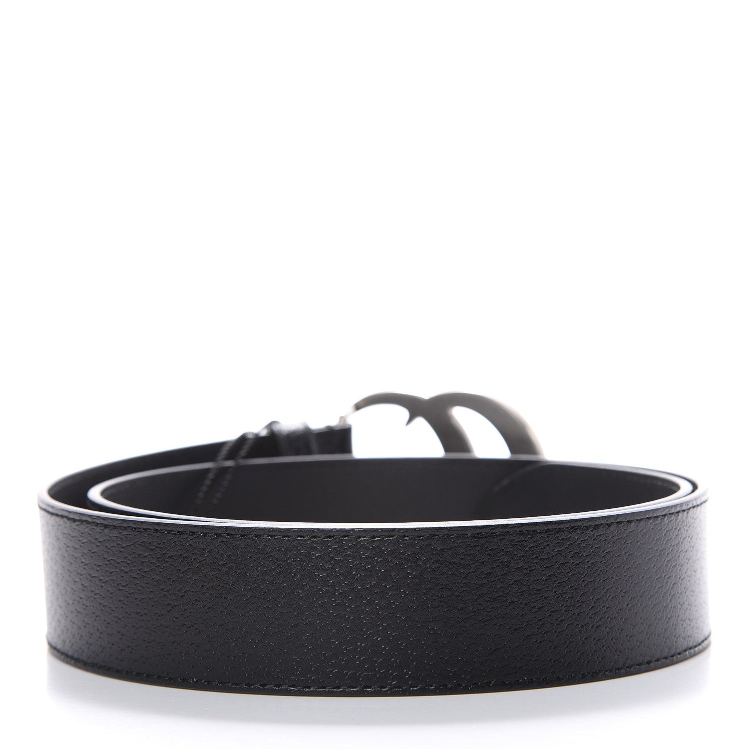Gucci Textured Dollar Calfskin Nickel Double G 40mm Belt 85 34 Black 3 of 6
