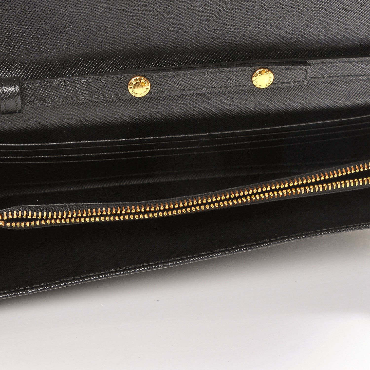 Prada Saffiano Metal Oro Chain Wallet Nero Black 5 of 9