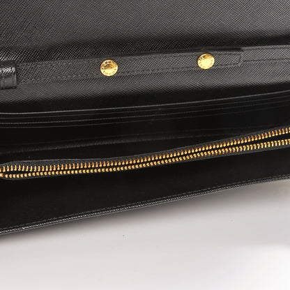 Prada Saffiano Metal Oro Chain Wallet Nero Black 5 of 9