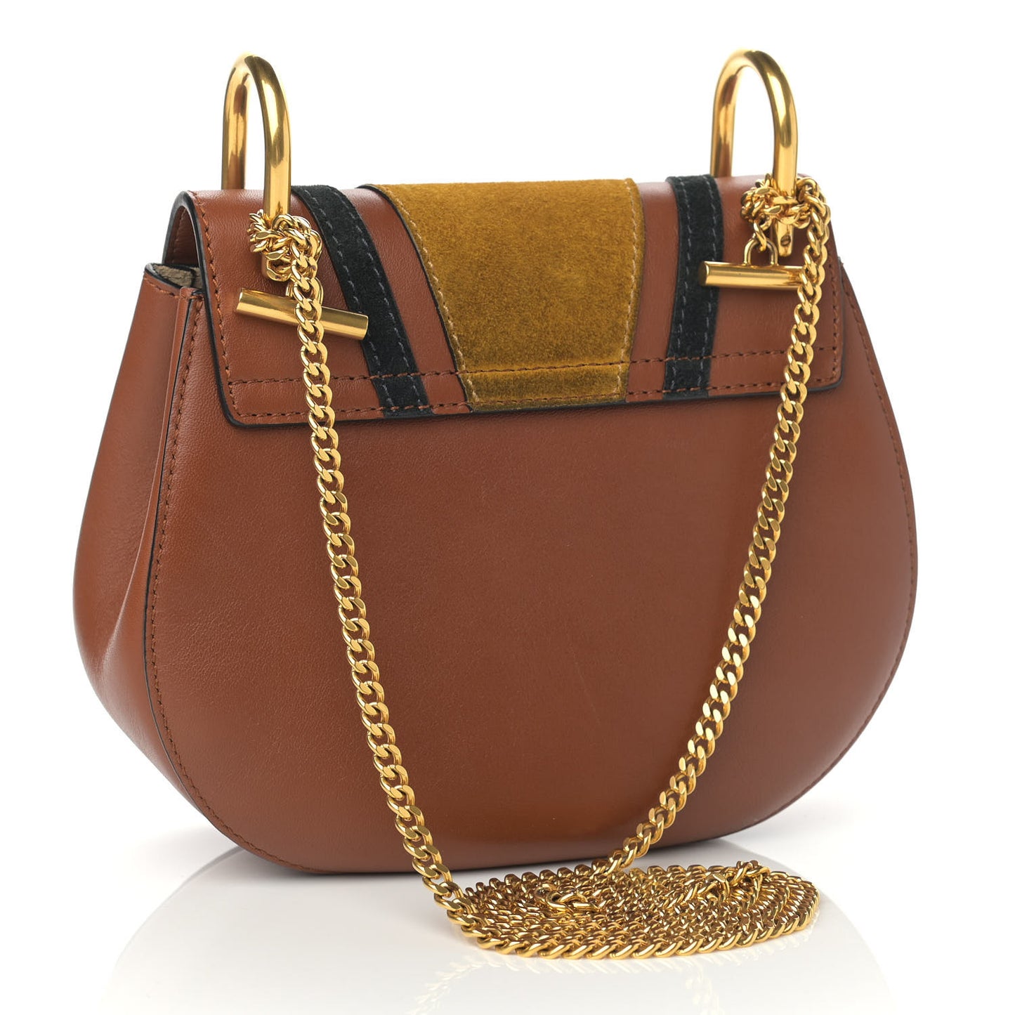 Suede Calfskin Patchwork Mini Drew Shoulder Bag Tobacco