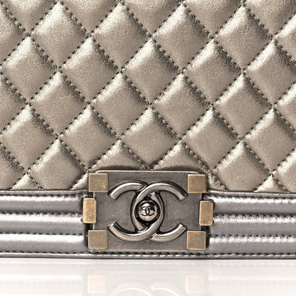 Chanel Metallic Calfskin Quilted Medium Boy Flap Khaki 14 of 26