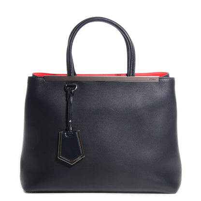 Fendi Vitello Dolce Marmol Regular 2Jours Tote Blue Notte Papavero 1 of 11