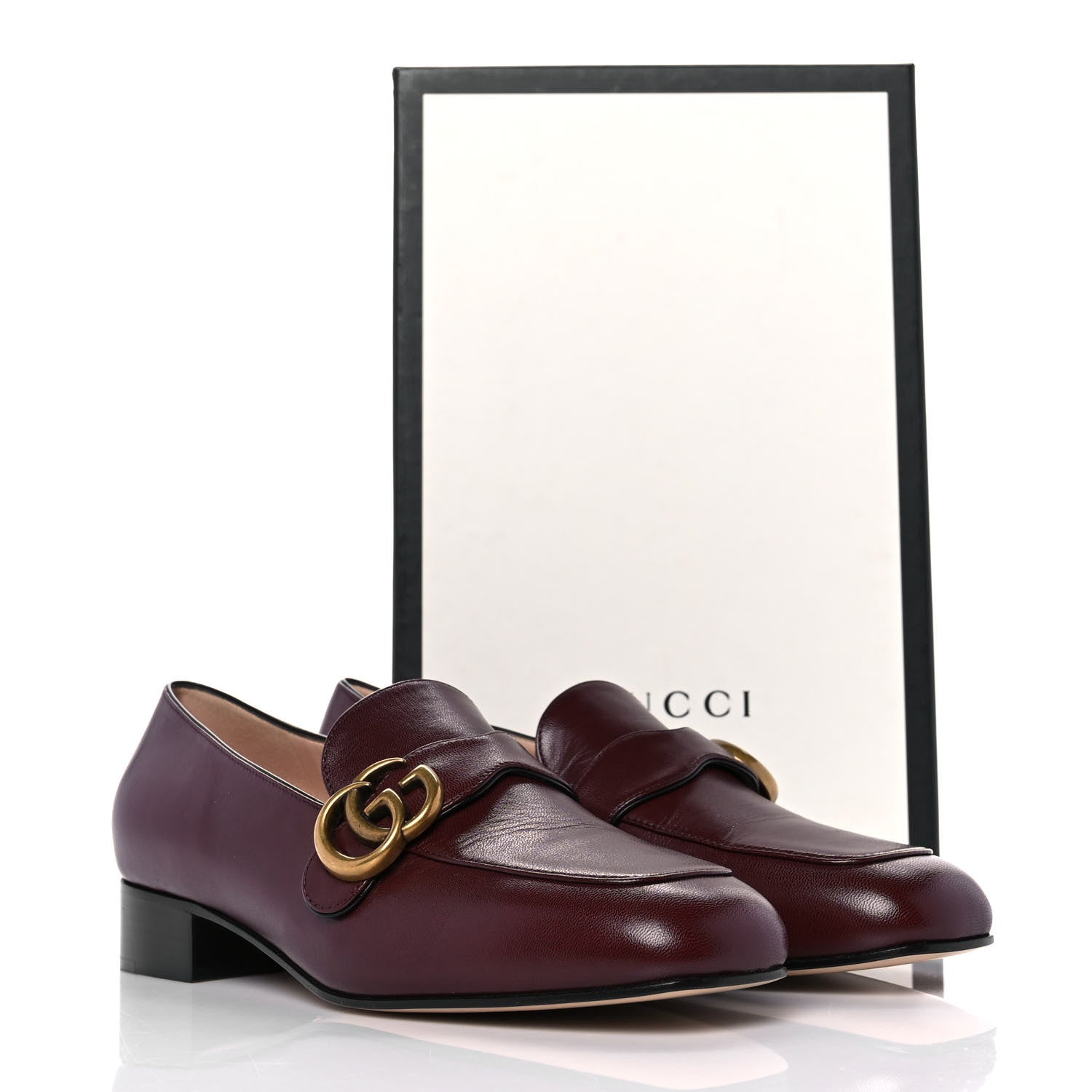 Gucci Malaga Kid Womens GG Marmont Loafers 39 Vintage Bordeaux 9 of 9