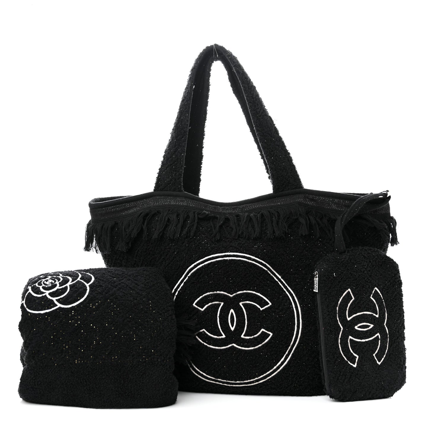 Terry Cotton CC Beach Tote Towel Set Black
